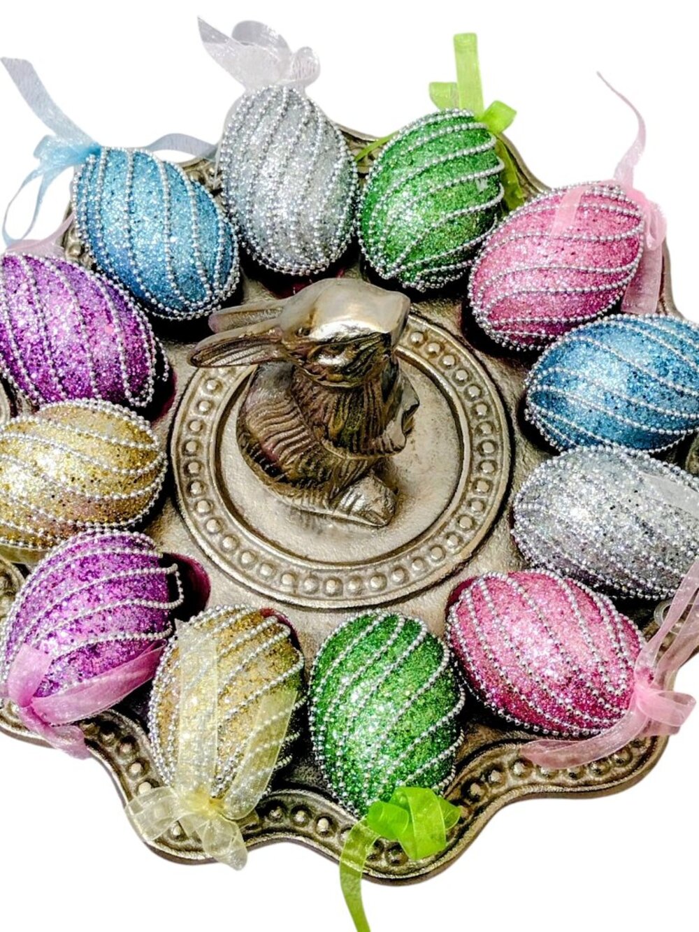 Easter Egg Tray, Bunny Décor, Faux Eggs, Spring Decorations, Holiday Table